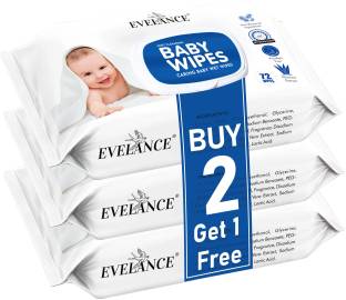 EVELANCE Soft Cleansing Baby Wipes| 72 Pieces | Buy 2 Get 1 Free | Pack Of 3