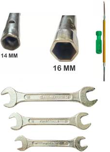GrabMoor Activa Plug Spanner 14X16, 2in1 Screwdriver, 10X11 12X13 14X15 Spanner Bike tool kit Multi-purose bike tool kit Double Sided Open End Wrench