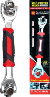 Bhagat Tiger wrench 48 in 1 Swivel Head Multi Tool Spanne Tools Socket Works with Spline Bolts Multifunction PassTorx 360 Degree 6-Point Universal Furniture Car Repair (black) Double Sided Star Box Wrench