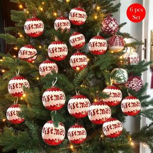 CraftVatika Christmas Tree Decoration Item Hanging Xmas Balls (6 Piece) Balls Pack of 6