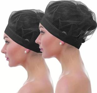 C-Cure Washable Nylon Hair Net Cap (Black Mesh, Pack of 10Pcs)