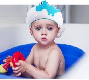 AR Jouiet Mansion Baby Dino Shower Cap For Hair Wash with Adjustable Silicon Strap for Baby Kids