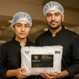 hairotis Disposable Bouffant Hair Cap Non Woven White Multipurpose 100 Pcs (Pack Of 1)