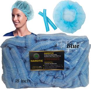 hairotis Premium Protective Disposable Bouffant Hair Caps-100 pcs (Blue)