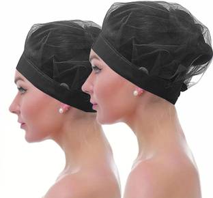 C-Cure Washable Nylon Hair Net Cap (Black Mesh, Pack of 10Pcs)