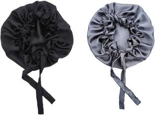 BARBYAM Silk Sleep Cap with Adjustable tie band Soft Night Sleep Hat Bonnet, Headgear