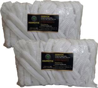 hairotis Disposable White Bouffant Hair Caps stretchable non woven (Pack of 2)