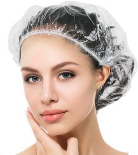 BeeGreen Plastic Elastic Hair Bath Shower Cap Disposable, 100 Pcs