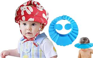 DECRONICS 1 Pc Baby Safety Helmet & Set of 1 Pc Baby Shower Bathing Cap, Combo Pack of 2