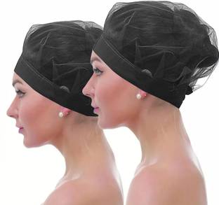 C-Cure Washable Nylon Hair Net Cap (Black Mesh, Pack of 10Pcs)