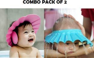 DECRONICS Baby Shower Caps Bath cap, Shield Eyes Ears for 0-3 Year Babies, Combo 2 Pcs