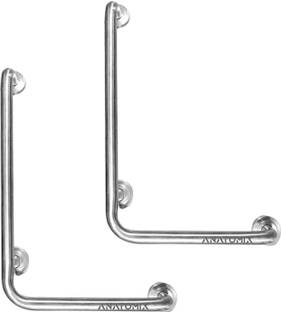 ANATOMIX 12X18 Inch L-Shaped Grab Bar Safety Hand Support Rail for Elderly Pack Of 2 Shower Grab Bar