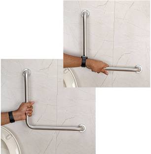 FORTUNE L Shape Matt Grab Bar, Safety Hand Support, Balance Handle Bathroom (Pack Of 2) Shower Grab Bar