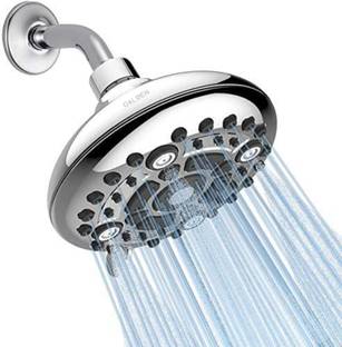 Golden Fixed Shower Head|High Pressure 6 Spray Settings 5 inch Adjustable With 9" Arm Shower Head