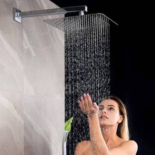Prestige SmartBuy Stainless Steel 10"x10" Ultra Slim Square Rain Shower Head with 18inch square arm Shower Head