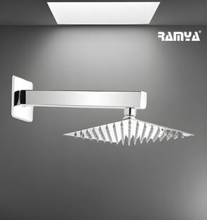 Ramya 6x6 Premium Quality SS Ultra Slim Square Rain Shower Head With 12inch Square Arm Shower Head