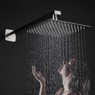 Spazio SmartBuy Rain Shower Stainless Steel Ultra Slim 8x8 Inch With 15 Inch Square Arm Shower Head