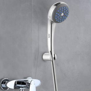 RUHE ABS Vacuum Hand Shower With Wall Hook And 1M SS Shower Tube (Chrome Finish) Shower Head