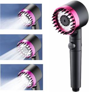 Fossa Snow Hand Shower with Filter, 3+1 Jet Types with Stop Function Black Shower Head