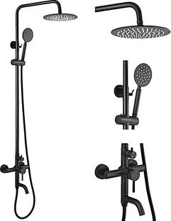 AQUAKART Mixer Shower and Hand shower Noir Collection 3 in 1 Black Shower System Complete Hot And Cold Adjustable Height 3 Controls rain