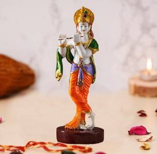krishnagallery1 Standing Krishna Statue Murti Marble Finish , Krishnan Ji Murti Decorative Showpiece  -  32 cm