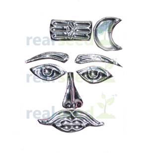 Real Seed Silver Shiv Shringar for 2-3 Inches Stone/Sphatik Shivling, Chart Size 5.5x4.5CM Decorative Showpiece  -  5.5 cm