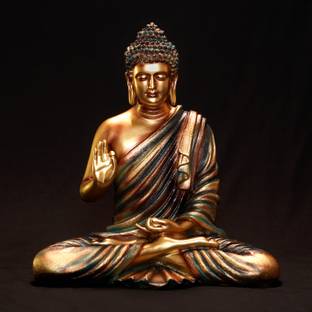 Vihaan Creation Buddha Statue, Brass Gold Finish, 2 Feet Tall Decorative Showpiece  -  70 cm