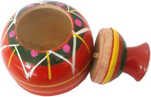 SK Craft Wedding Sindoor Box/Wooden Sindur Dani/Sindhora-(L x W x H in cm) :- 6x6x7, Wooden Sindoor Box, Wooden SindoorDani, Sindoora Decorative Showpiece  -  7 cm