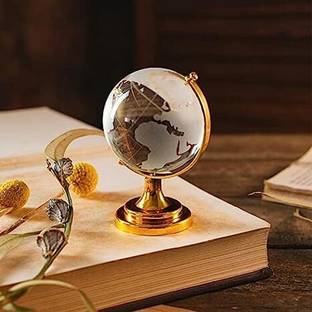 Unikart Crystal GlobeLuck, Business Gold Stand, Glass Desktop Globe, Office Gift Decorative Showpiece  -  6 cm