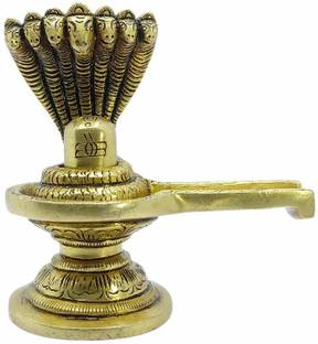 Shreeyash Brass Shiving Lingam mahadev Hindu Sheshnaag Home Decorative Item Decorative Showpiece  -  10 cm