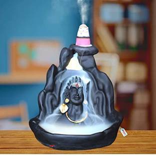 Subhanjali Lord Adiyogi Shiva Statue Showpiece I With 10 cented Cone(Polyresin, Black) Decorative Showpiece  -  12 cm