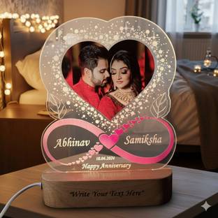 Shayona SHAYONA Personalized Acrylic 3D Illusion Night Light Lamp gift for any occasion Decorative Showpiece  -  22 cm