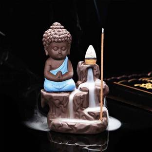 eALLinONE AIO PRESENT Buddha Statue, Meditating Monk Buddha with Free 10 Smoke Cones Decorative Showpiece  -  7 cm