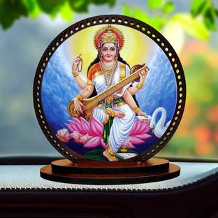 GiftzLane Lord Saraswati Dashboard idol for Car and Home Decorative Showpiece  -  3 cm