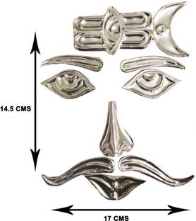 Real Seed Silver Shiv Shringar for 12-20 Inches Stone/Sphatik Shivling, Chart Size 15x21CM Decorative Showpiece  -  21 cm