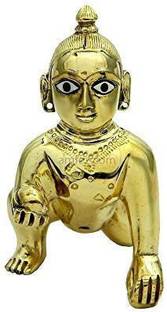 Dhruvi Siyaram Brass LADDOO Gopal/THAKURJI MURTI Idol/BAL Gopal/Heavy PEETAL MURTI/NO.3 Decorative Showpiece  -  9 cm