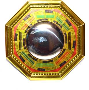 NISHKAM 5" Feng Shui Metal Pakua Bagua Mirror For Positive Energy & Reduce Negativity acts as a nazar battu Decorative Showpiece  -  13 cm