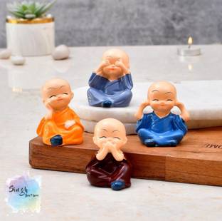 SINGH BROTHERS Baby Monk Buddha Statue Set of 4 Decorative Showpiece  -  5 cm