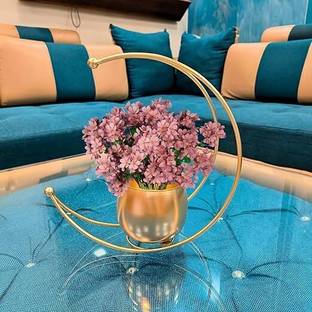 GRHANDICRAFTS Designer Moon Shape Vase Gold Metal (Size: 26X26) Iron 1 - Cup Tealight Holder