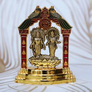 SBBCO Metal Lakshmi Narayan Idol Vishnu Laxmi MurtiI Krishna Statue Decorative Showpiece  -  10 cm