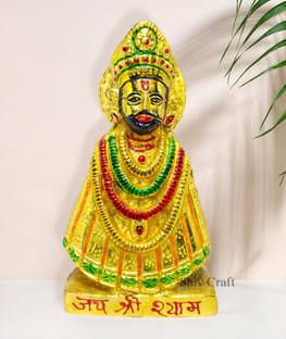 Shiv Craft Beautiful Metal Khatu Shyam Ji Statue, Shyam Dev murti for Temple, Home, Office Decorative Showpiece  -  14 cm