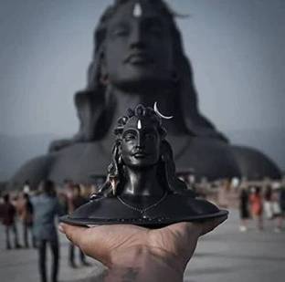 SBBCO Divine Edge Polyresin Adiyogi Shiv Ji Statue For Pooja Room & Car Dashboard Decorative Showpiece  -  11 cm