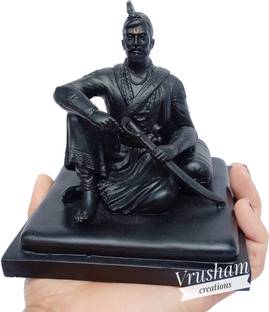 Vrusham Creations Sai Amrut Chatrapati Sambhaji Maharaj statue 4.5 inch Decorative Showpiece  -  12 cm