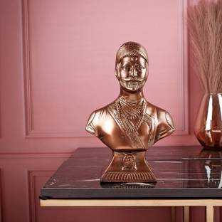 Shoppingrox Chatrapati Shivaji Maharaj Statue | Gun Metal | Copper Colour - 26 cm Decorative Showpiece  -  22 cm