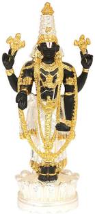 INTERNATIONAL GIFT Black & Gold Plated Tirupati Balaji Idol | Religious Figurine | For Pooja Decorative Showpiece  -  12 cm