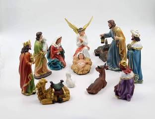 Baka Crib Idols Set of 13 Pieces [Mary, Joseph, Baby Jesus, Angel, Wise Men,(6 Inch) Decorative Showpiece  -  15.24 cm