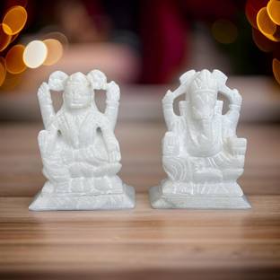 salvusappsolutions Ganesh Laxmi Idol - Handcrafted Indian Marble Pooja Puja Ganesh Ganpati Ganesha Laxmi Lakshmi Idol, Statue, Murti Decorative Showpiece  -  12 cm