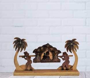 MN Krafts Wooden Palanquin (Palki) Scenary Showpiece for Home Decoration Decorative Showpiece  -  10 cm