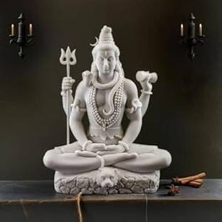 THE KUTIR White Shiva Matte Finish Decorative Idol – Unique Design for Desk and Car Decorative Showpiece  -  12 cm