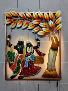 MAHIARTNCRAFTS Radha Krishna julla frame lEd Decorative Showpiece  -  15 cm
